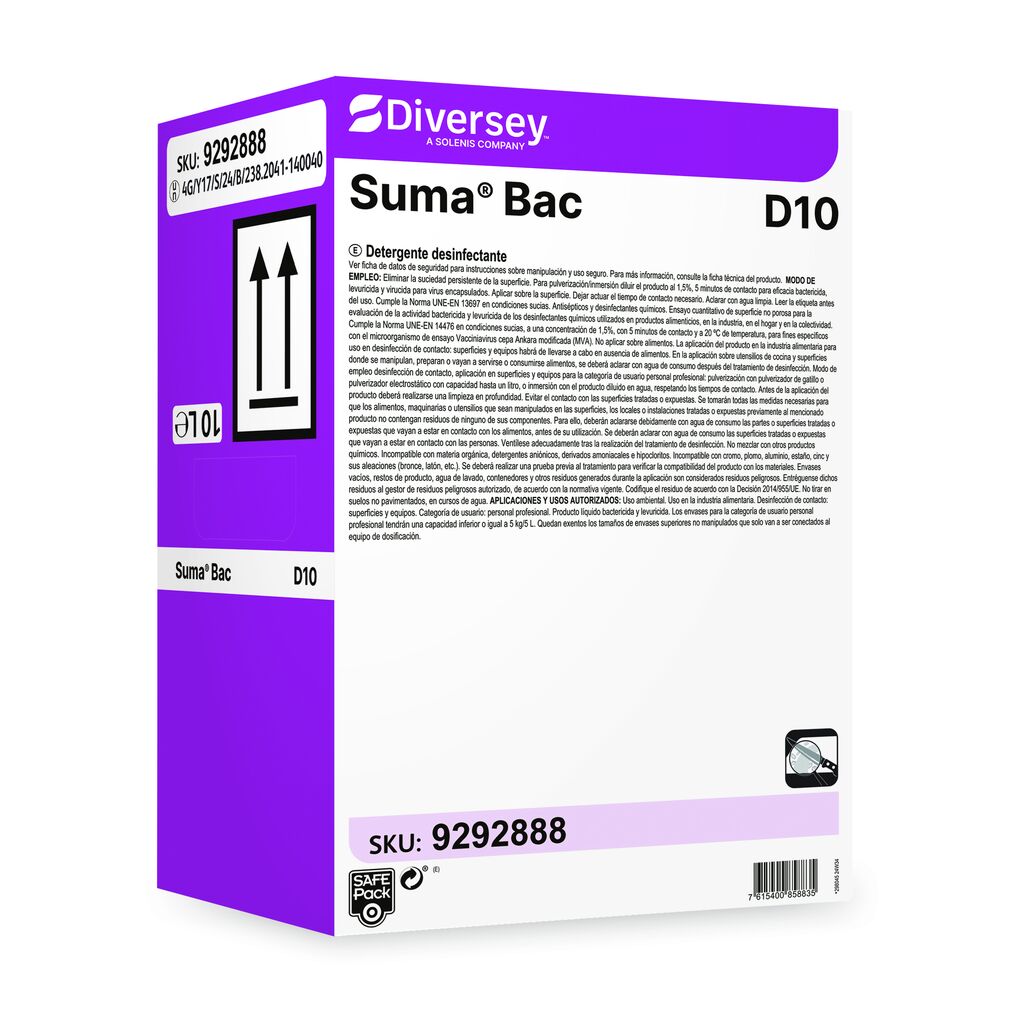 Suma Bac D10 10L - Detergente desinfectante en base amonios cuaternarios